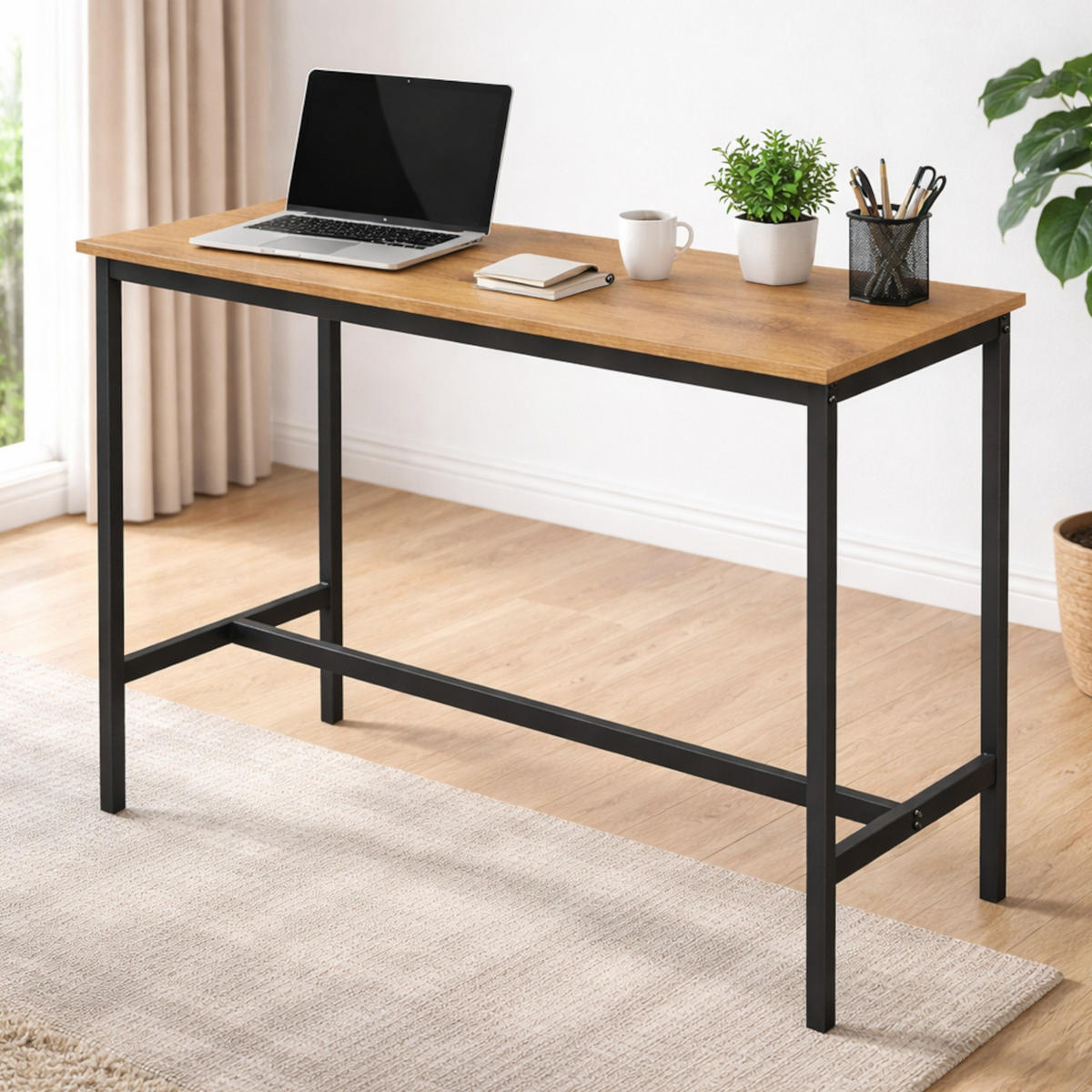 BARTISCH Holzoptik Metall Erlefarben Schwarz Küchentisch 100×40×90 cm - Erlefarben/Schwarz, Holzwerkstoff/Metall (40/100/90cm) - Begryf