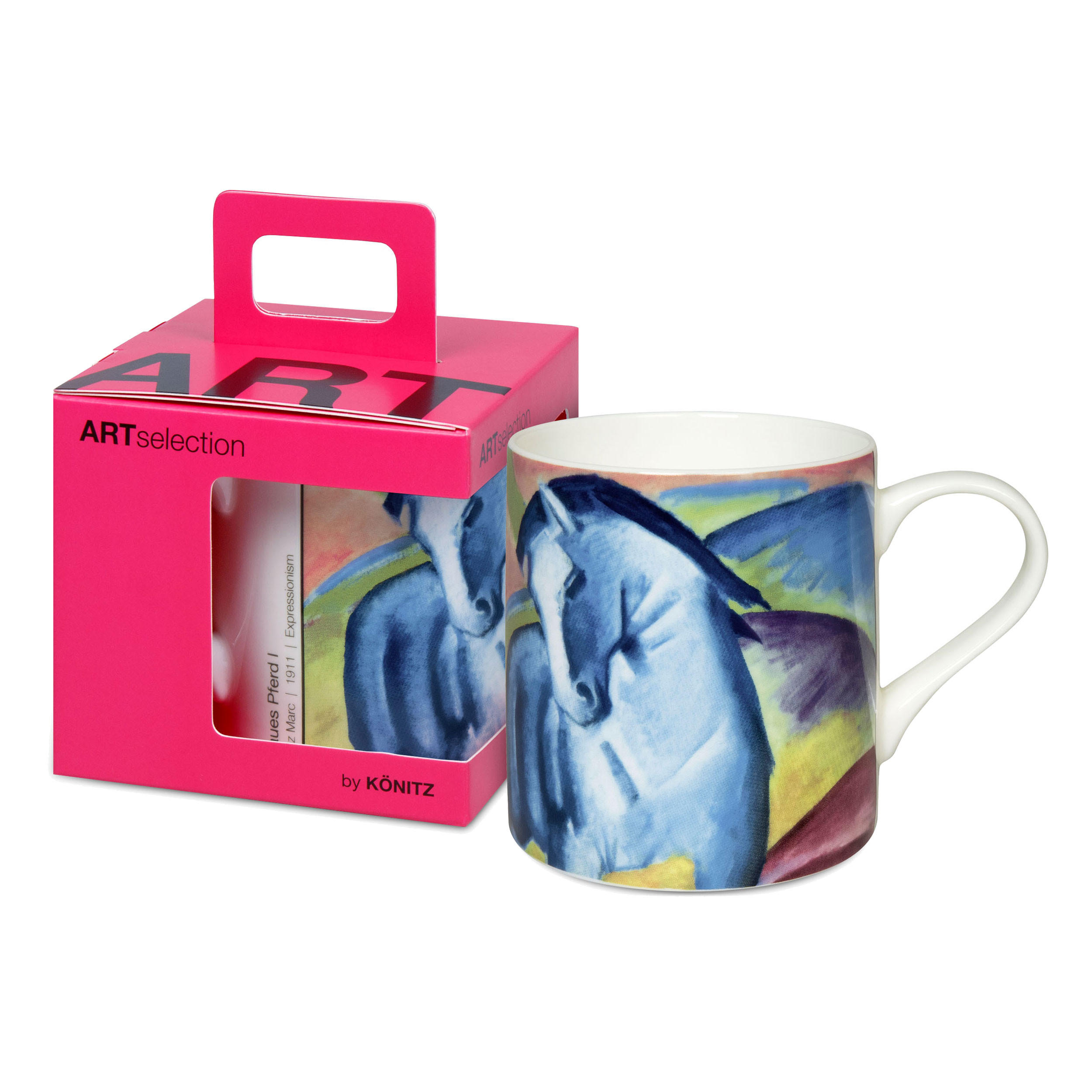 KAFFEEBECHER Blaues Pferd I - Franz Marc, in Geschenkbox - Naturfarben, Keramik (0.4L) - Könitz