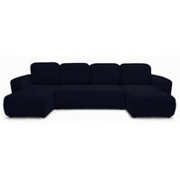 ROHOVÁ SEDAČKA U Olido tmavomodrý zamat - čierna/tmavomodrá, textil/plast (315/82/150cm) - Selsey