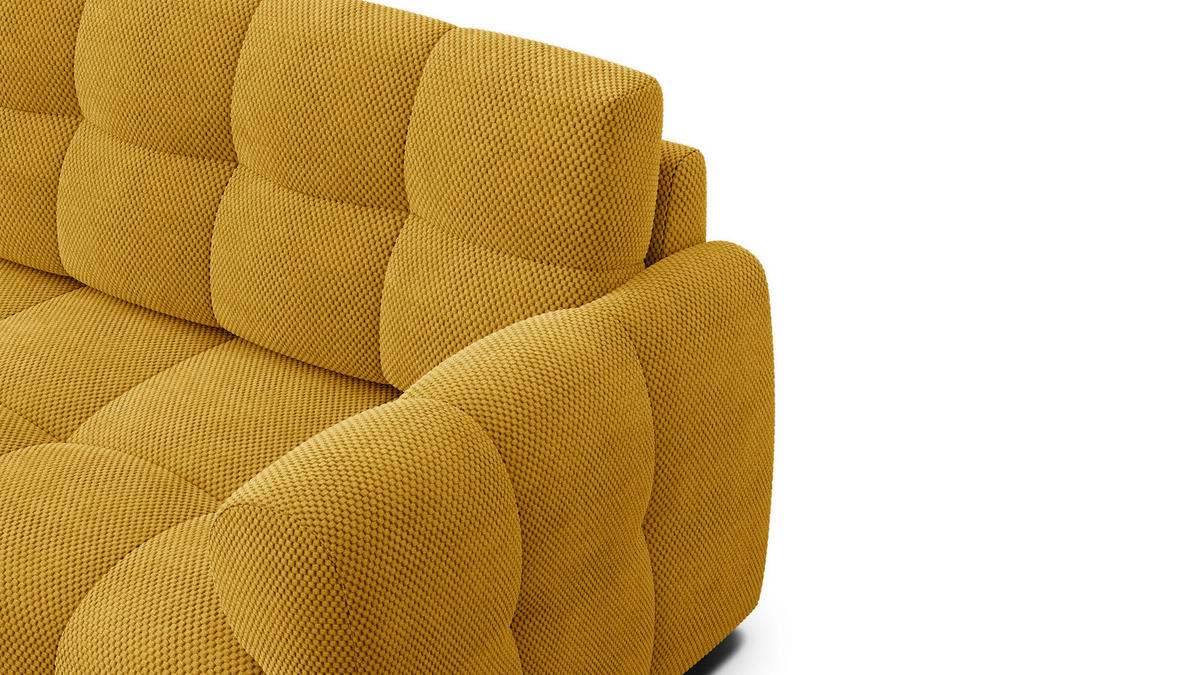 ECKSOFA MELLOW 3-Sitzer, safran - Gelb/Schwarz, Holz/Textil (232/156cm) - Courtois Laville