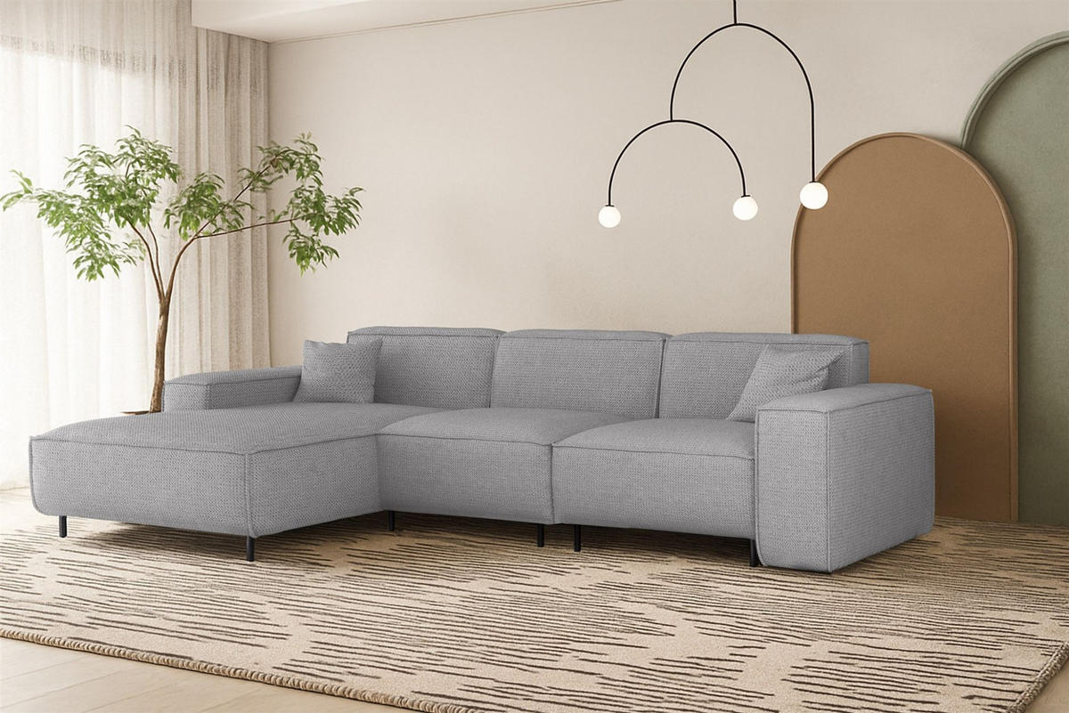 ECKSOFA Gloria In Artico - Hellgrau, Holzwerkstoff/Textil (165/266cm) - Fun Möbel