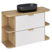 BADMÖBEL-SET 120 cm 5 Teile - Aster White A BM421 in Weiß/Matt - Schwarz/Weiß, Holz (120/50/46cm)