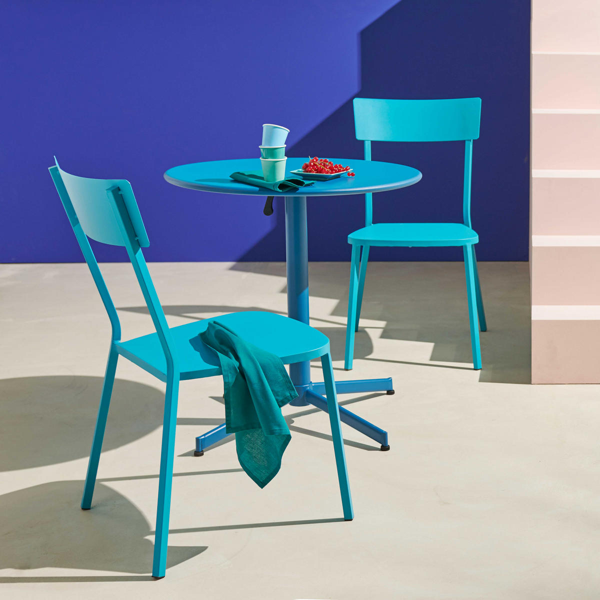 STUHL, Blau - Blau, Metall (49/85/56cm) - Oviala