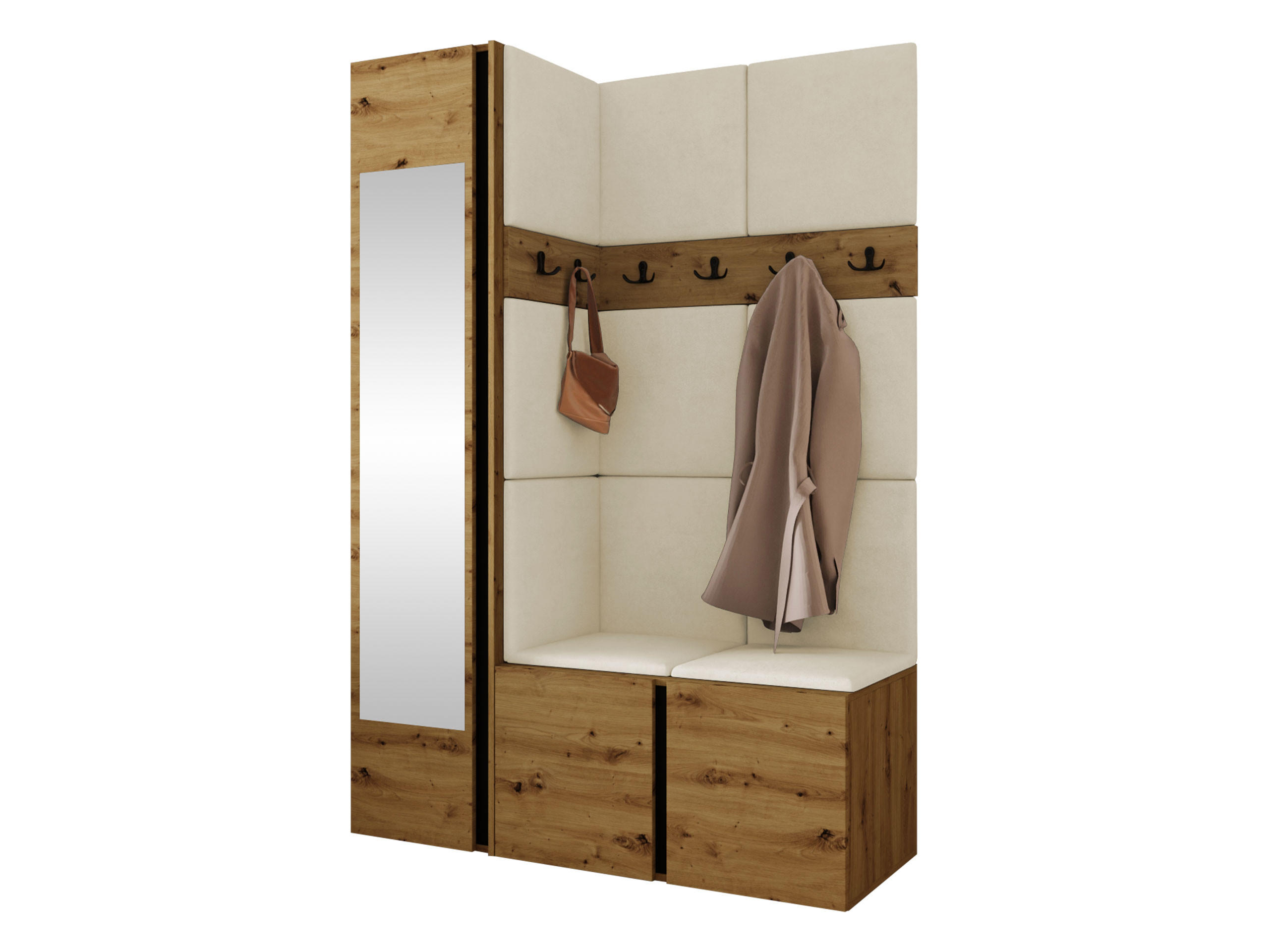 Mirjan24 Garderoben-Set Eiche Artisan, Beige 124x186x46 cm