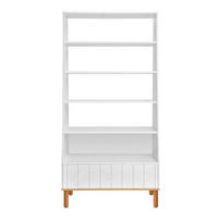 KNIHOVNA Bílá a dřevo - bílá, kompozitní dřevo (90/183/40cm) - Petits-meubles