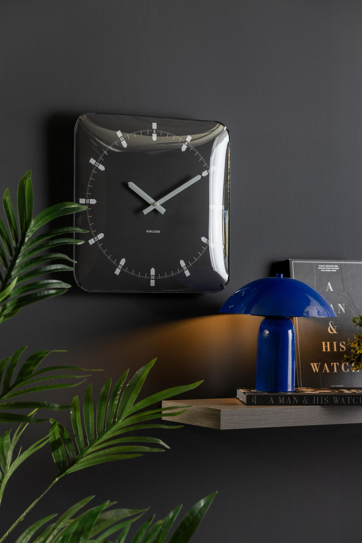 WANDUHR Sucinto Dome Schwarz 4.5/35/35 cm - Schwarz, Kunststoff (35/35/4.5cm) - Karlsson