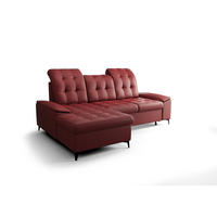 ECKSOFA KONGO RBN18, Eckcouch in L-Form mit Schlaffunktion, Farbe: Rot, Kunstleder, Ottomane Links - Rot, Textil (257/172cm) - O-Sofa