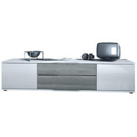 LOWBOARD Linio Avola-Anthrazit - Weiß Hochglanz/Anthrazit, Holzwerkstoff (166.5/37.5/35cm) - Vladon