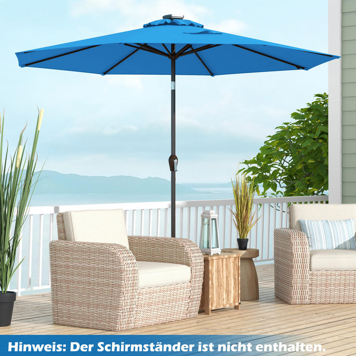 PATIO-SCHIRM Blau - Blau, Kunststoff (300/300cm) - COSTWAY