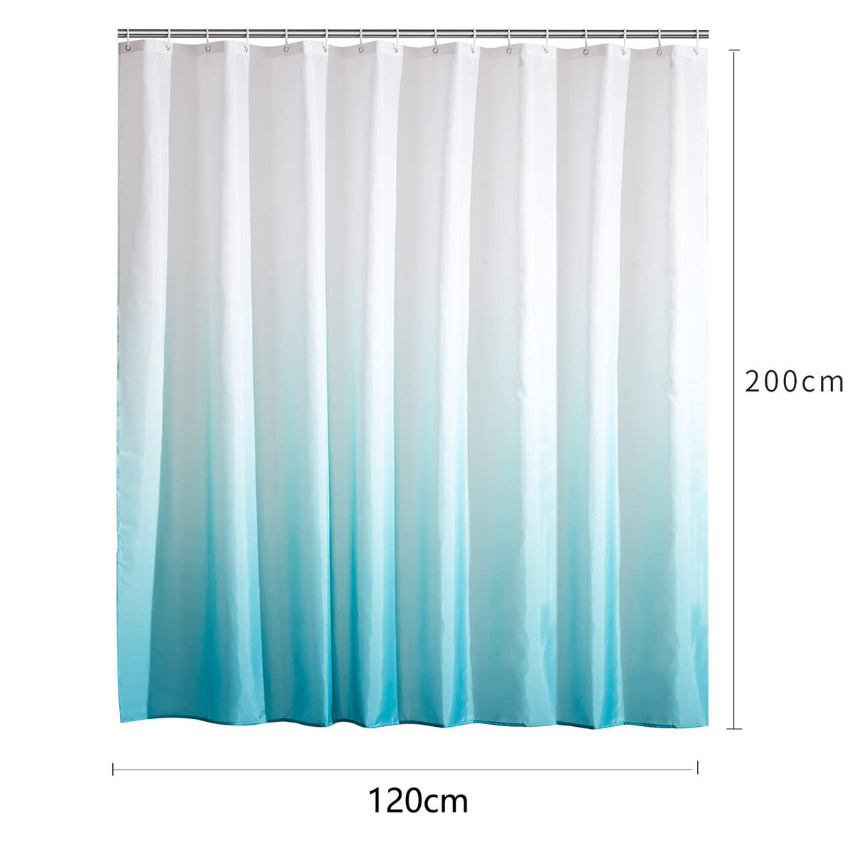 DUSCHVORHANG Blau 120 x 200 cm Polyester wasserdicht schimmelresistent modern - Blau, Textil (120/200cm) - MCBOSON