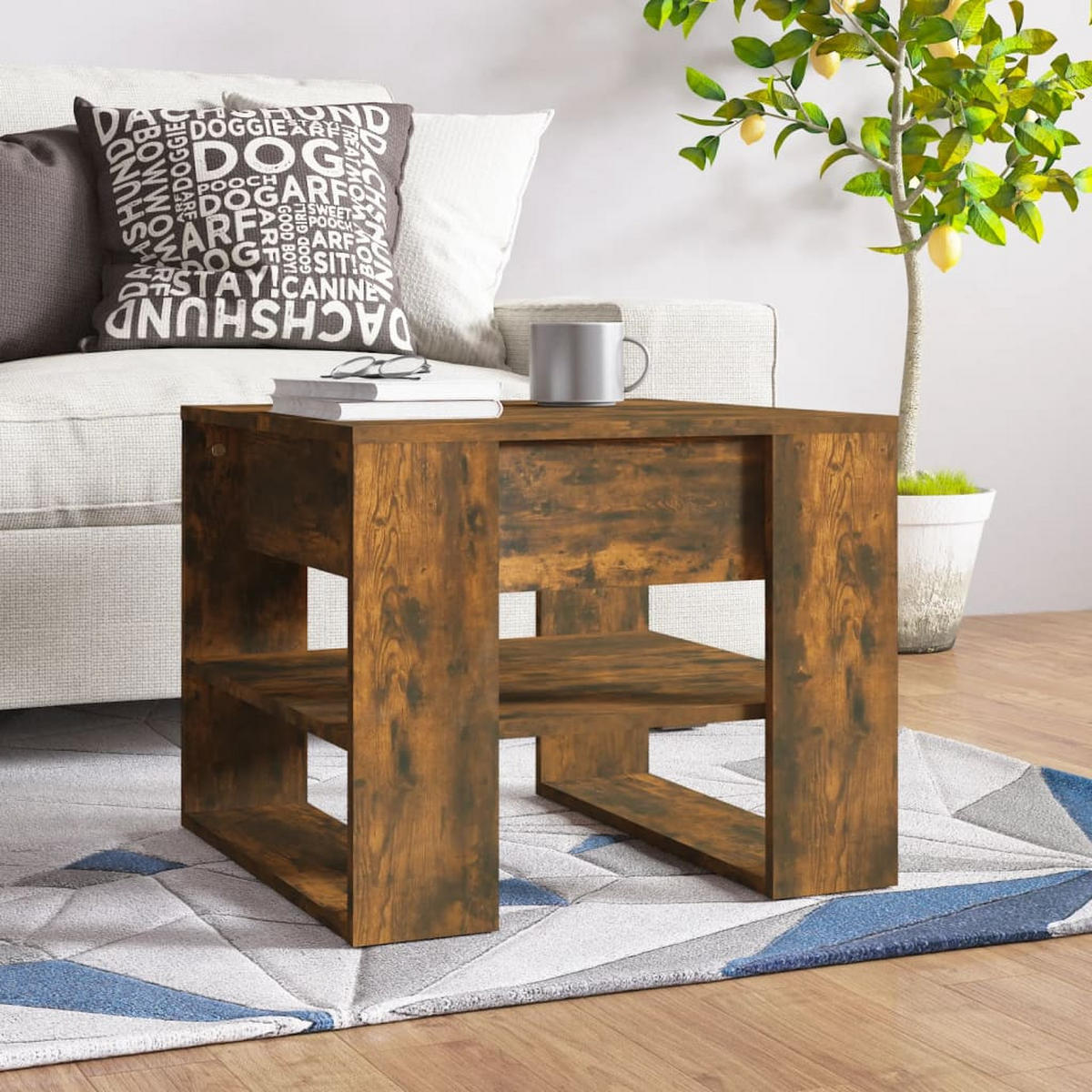 COUCHTISCH Räuchereiche 55,5x55x45 cm Holzwerkstoff - Braun, Holzwerkstoff (55.5/55/45cm) - furnicato