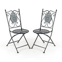 GARTENSTÜHLE Schwarz(2er-Set) - Schwarz, Metall (55/94/42cm) - COSTWAY
