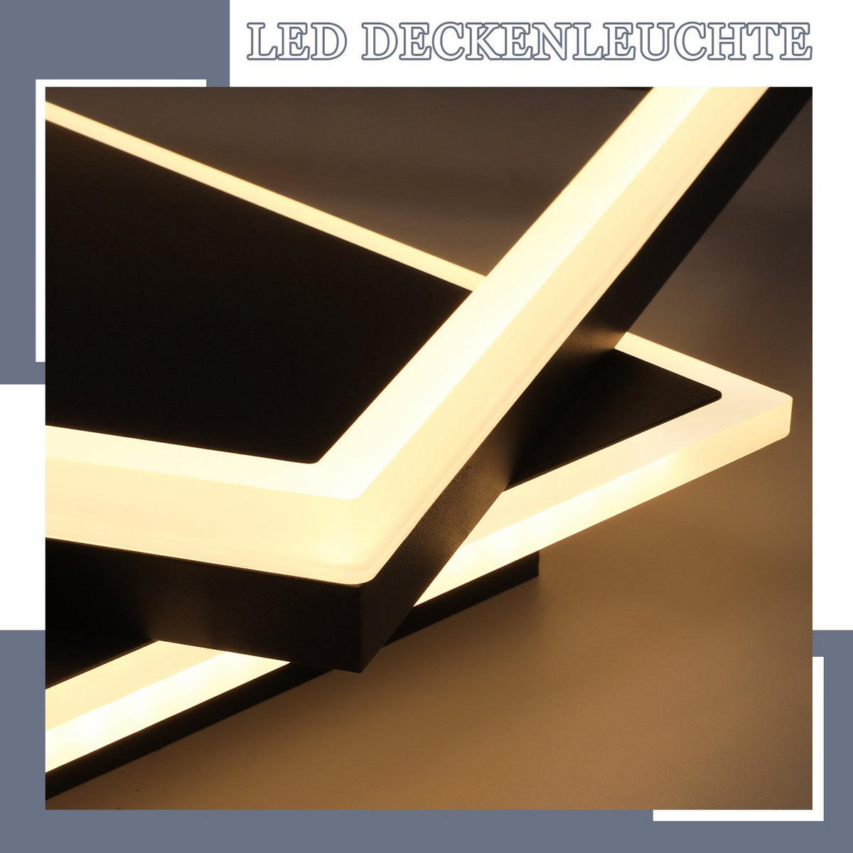 LED-DECKENLEUCHTE Lena 48.5/47.5/6 cm - Schwarz, Metall (48.5/47.5/6cm) - Nettlife