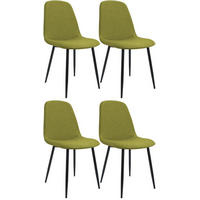 ESSZIMMERSTUHL 4er Set Stoff Grün - Schwarz/Grün, Textil/Metall (45/88/54cm) - CLP