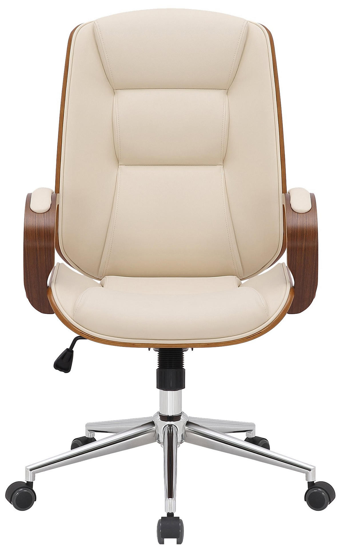 DREHSTUHL Lederlook walnuss/creme - Chromfarben/Walnussfarben, Textil/Metall (60/102/68cm) - CLP