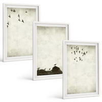 BILDER SET 3er Set - 40x60 cm Weißer Rahmen - Fliegende Vögel Minimalismus - Weiß, Kunststoff (40/60cm) - TULUP