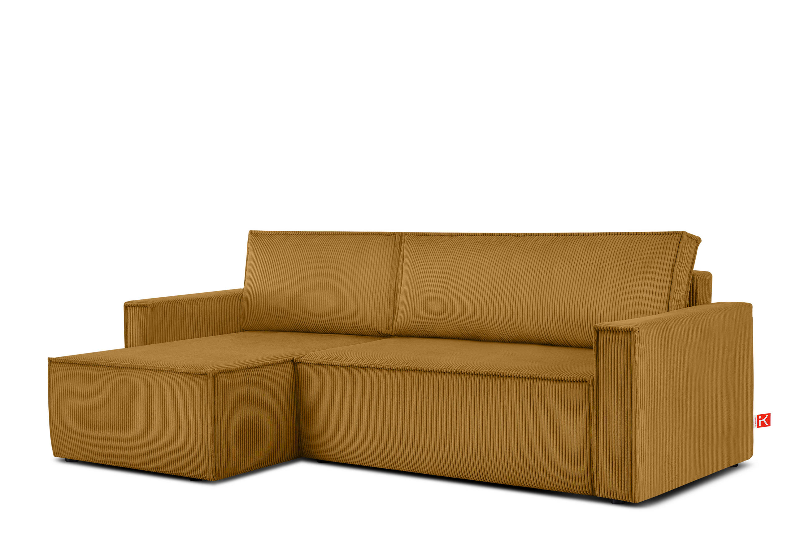 ECKSOFA-LINKS/RECHTS NAPI Schlaffunktion mit Cordbezug, Gelb - Gelb/Schwarz, Textil (246/148cm) - KONSIMO®