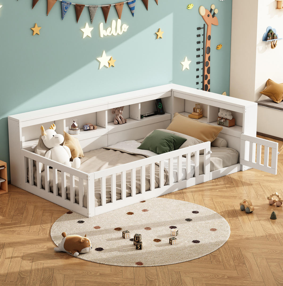 TAGESBETT mit Stauraum und USB 90x200 cm Weiß - Weiß, Holzwerkstoff (90/200cm) - Beauniv