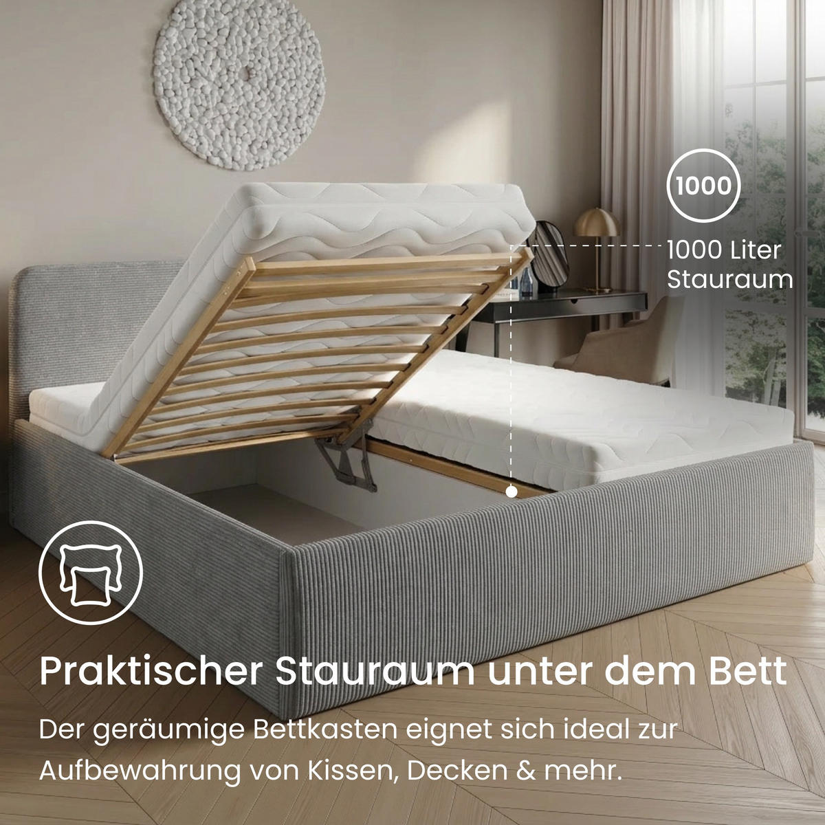 POSLTERBETT 200x200 cm in Grau - Grau, Holzwerkstoff/Textil (200/200cm) - Home Collective