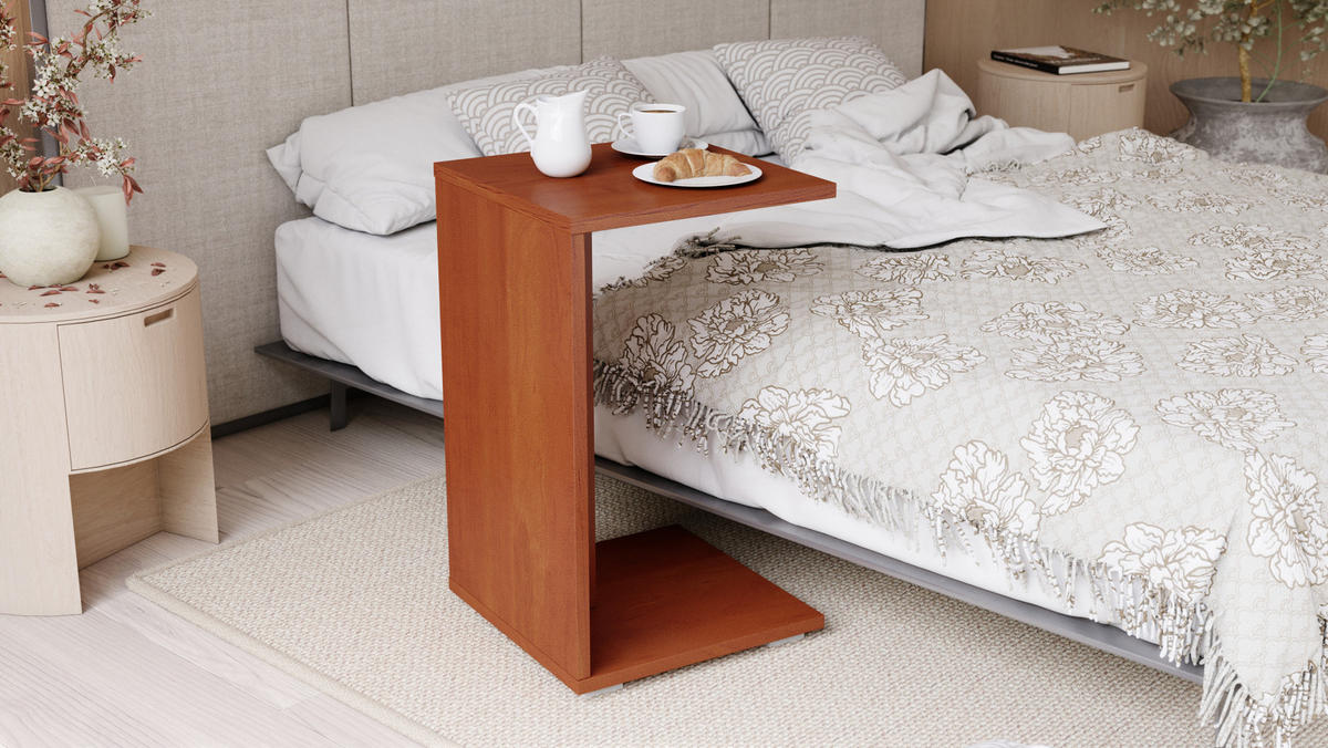 BEISTELLTISCH Rechteckig Kirschbaum mit Ablage und Rollen - Kirschbaumfarben, Holzwerkstoff (40/40/66cm) - designimpex