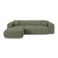 ECKSCHLAFSOFA Texturierter Samt Salbeigrün 283cm - Grün, Textil (283/180cm) - Sia Home