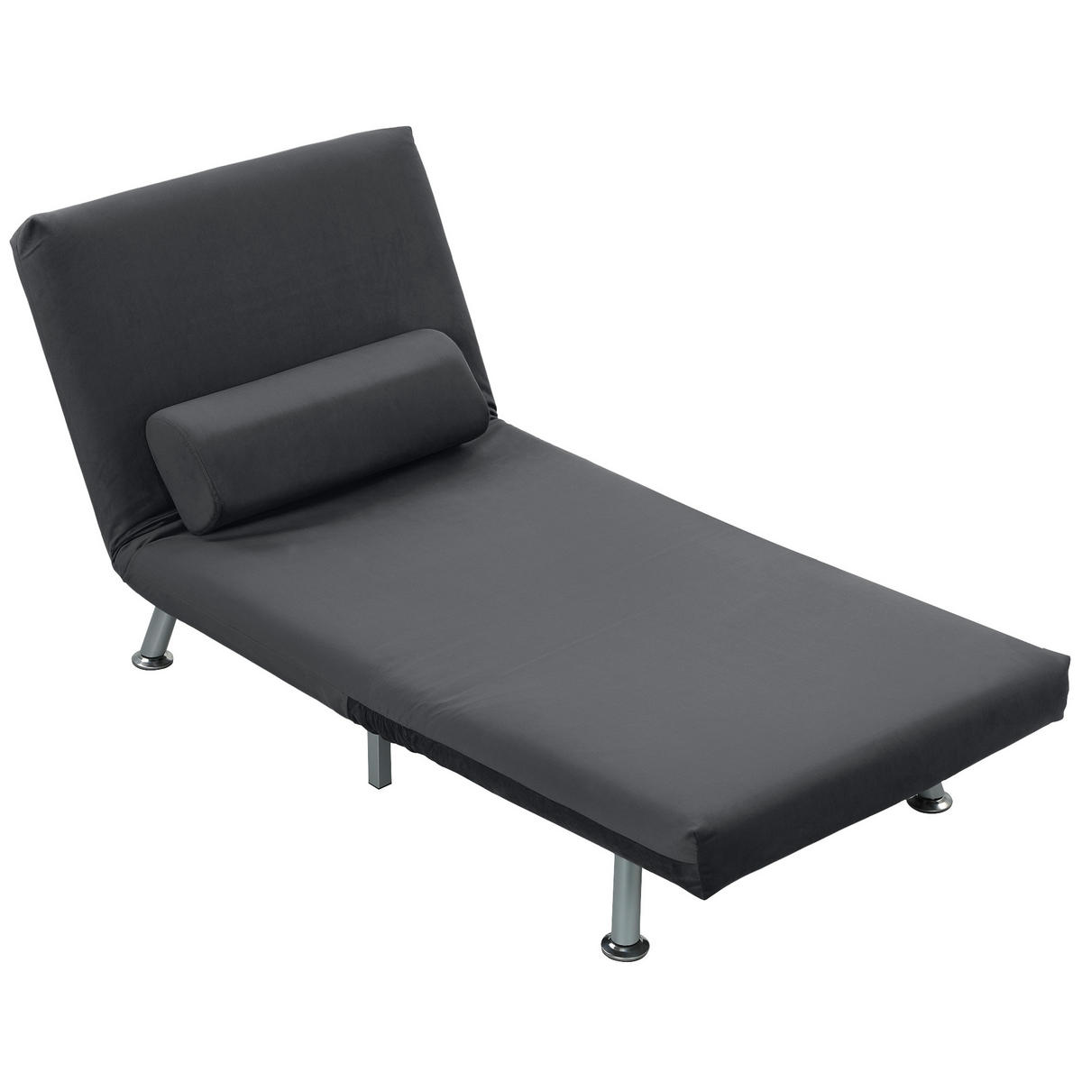 SCHLAFSESSEL DE-08197 mit Bettfunktion, Samtoptik, Dunkelgrau - Dunkelgrau, Textil (70/75/75cm) - ComfortXL