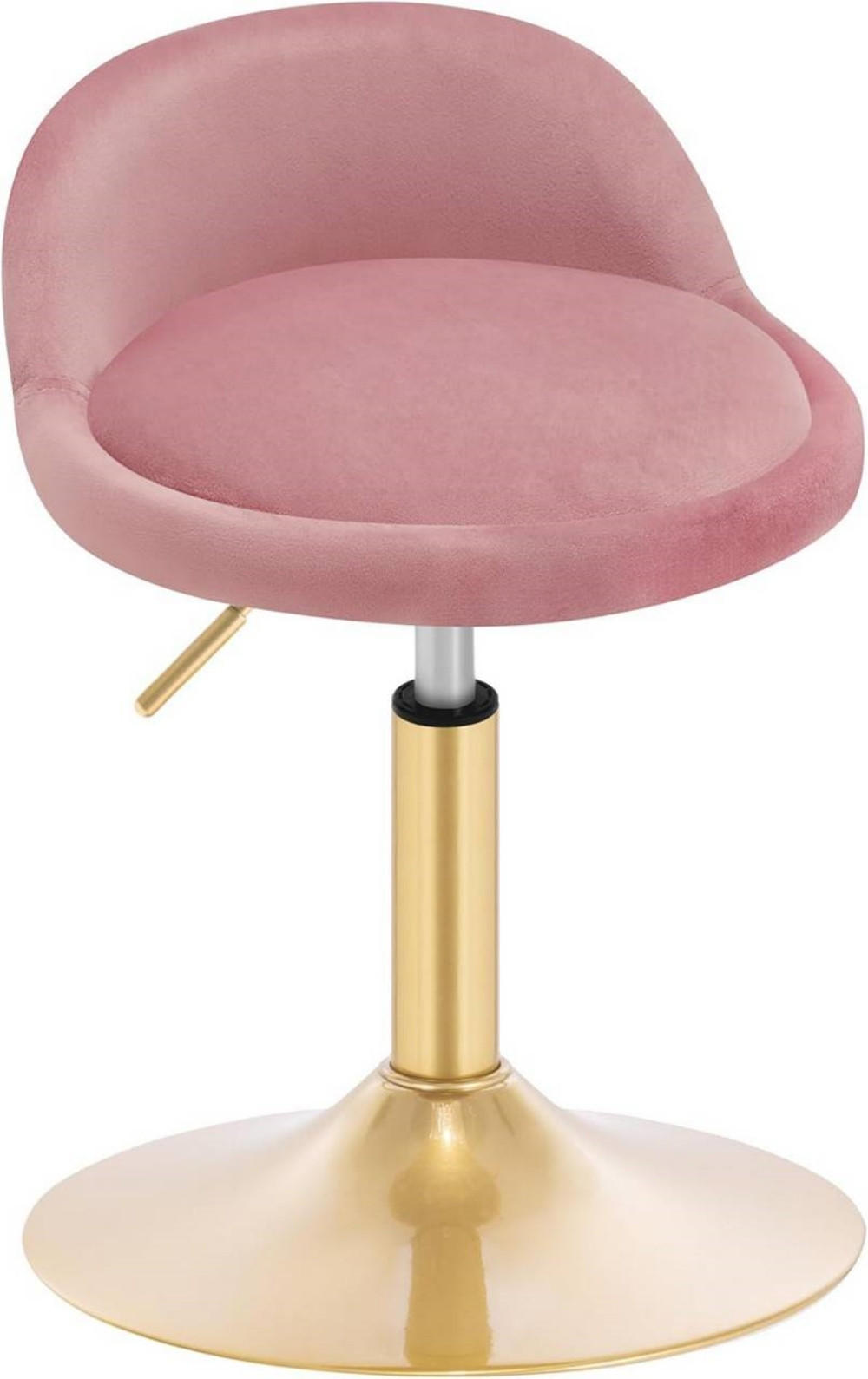 BARHOCKER Drehhocker, Samt, Rosa+Gold - Goldfarben/Rosa, Kunststoff/Textil (38.5/49.5/43cm) - Woltu