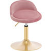 BARHOCKER Drehhocker, Samt, Rosa+Gold - Goldfarben/Rosa, Kunststoff/Textil (38.5/49.5/43cm) - Woltu