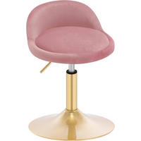 BARHOCKER Drehhocker, Samt, Rosa+Gold - Goldfarben/Rosa, Kunststoff/Textil (38.5/49.5/43cm) - Woltu