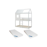 HAUSBETT - 2 Personen - Holz, Platte, Holz, Platte - Weiß - - Weiß, Holz (90/190cm) - Vente-Unique