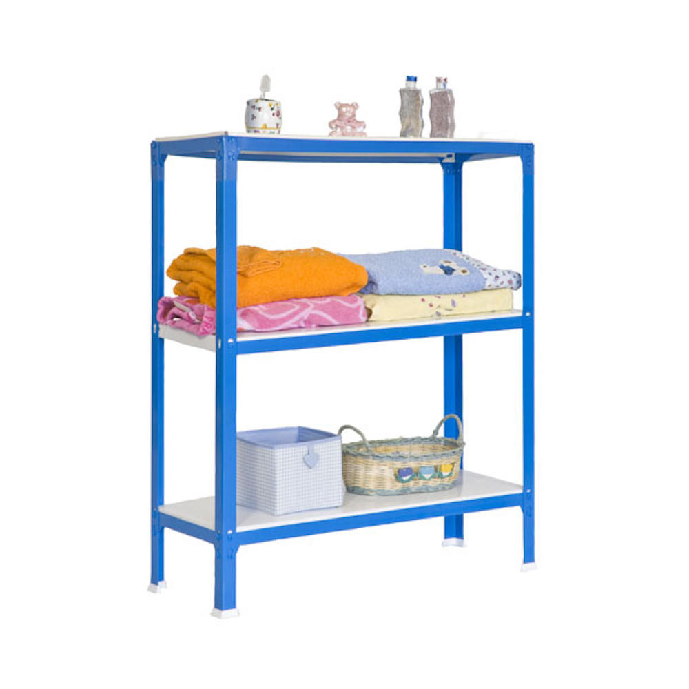 WOHNREGAL LIVING KOALA METAL mit 3 Fachböden | HxBxT 90x100x30cm | Fachlast 150kg | Blau/Weiß - Blau, Metall (100/90/30cm) - PROREGAL