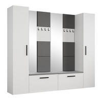 GARDEROBENSCHRANK MODULO 241,2/204/40 cm Modern Garderobe-Set Weiß - Weiß/Grau, Holzwerkstoff (241.2/204/40cm) - MASSENO