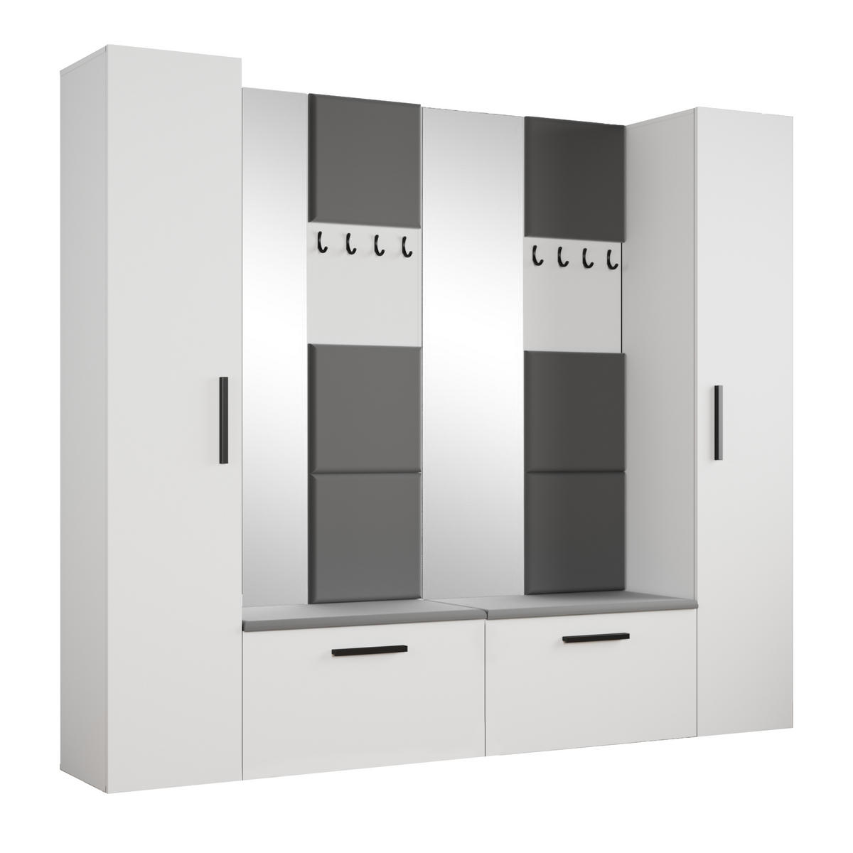 GARDEROBENSCHRANK MODULO 241,2/204/40 cm Modern Garderobe-Set Weiß - Weiß/Grau, Holzwerkstoff (241.2/204/40cm) - MASSENO