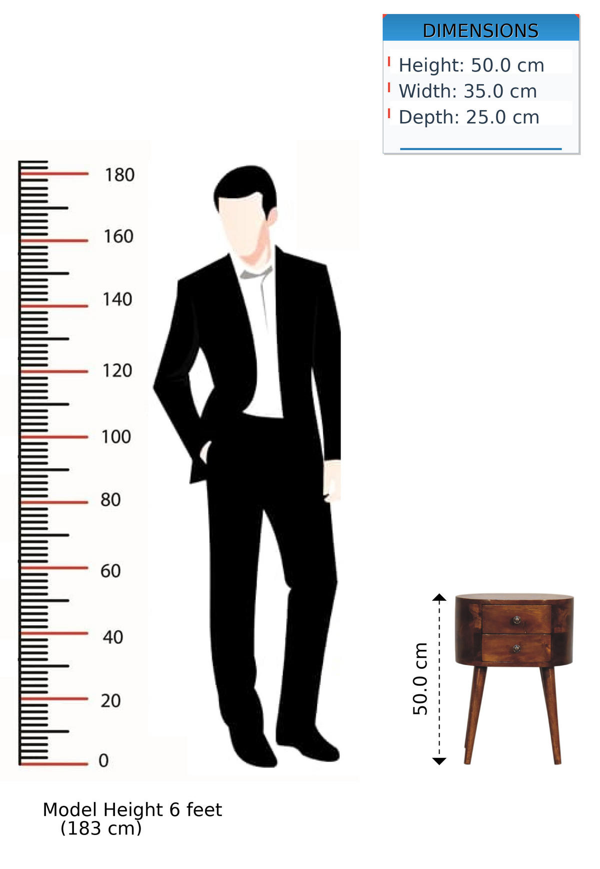 NACHTTISCH Mini, 2 Schubladen, Nordische Beine, Brown - Kastanienfarben/Messingfarben, Holz/Metall (35/50/25cm) - Artisan Furniture
