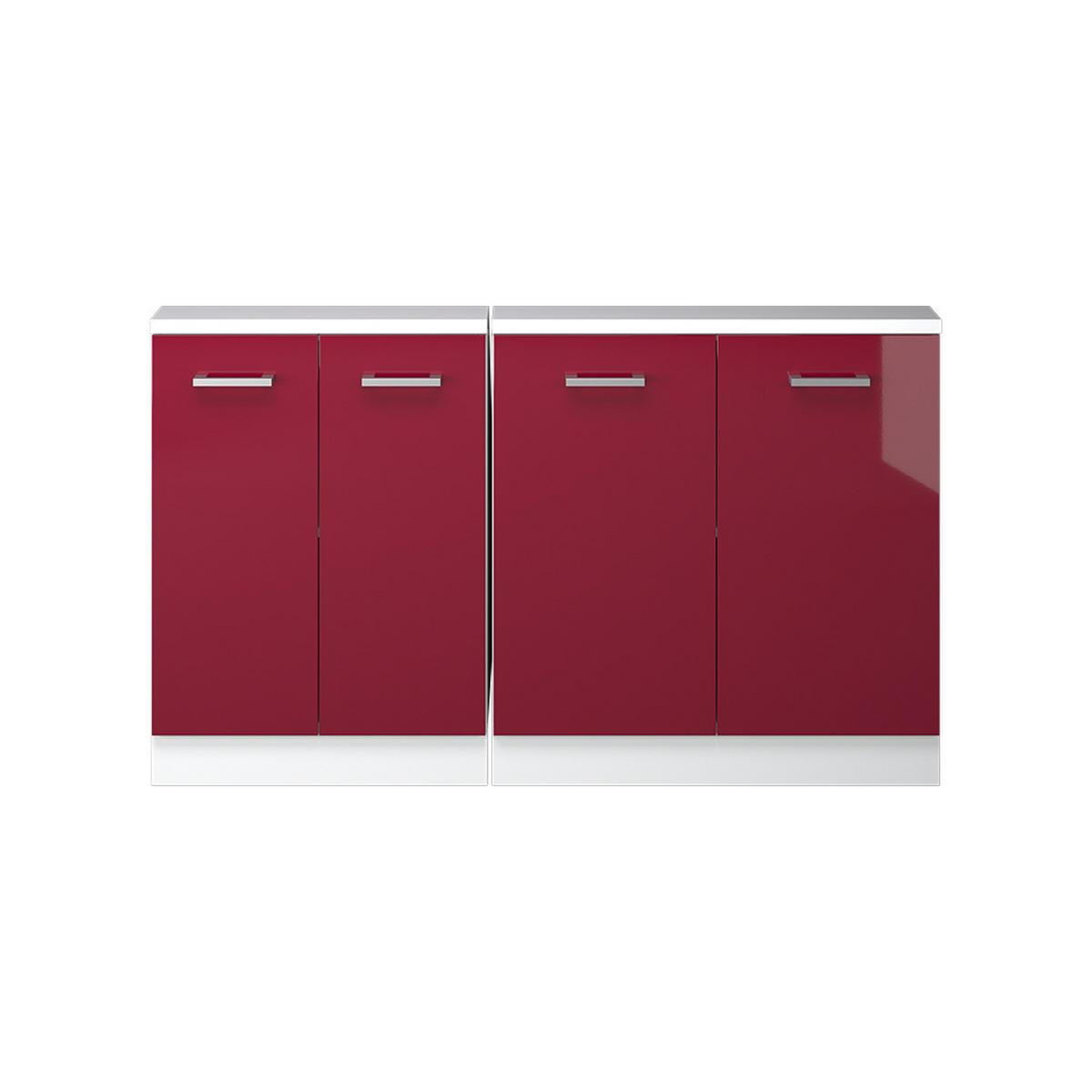 DACHSCHRÄGENSCHRANK-SET Rion Bordeaux Hochglanz/Weiß 2er Set - Bordeaux/Weiß, Holzwerkstoff (140/81.6/46cm) - Vicco
