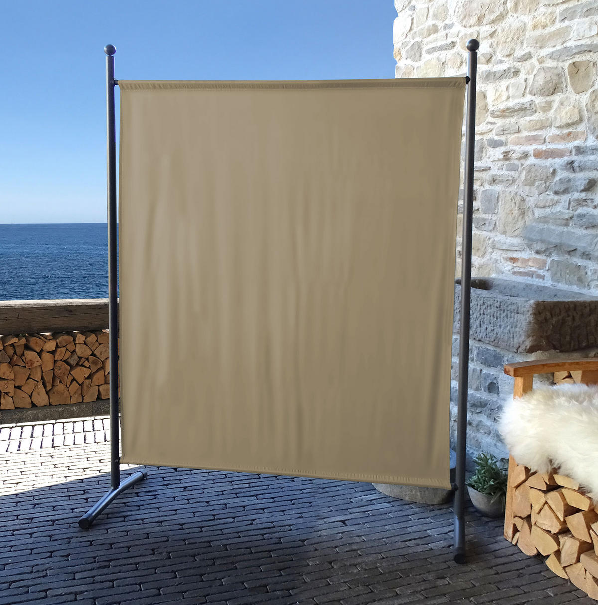 PARAVENT 1-tlg. 150x190 cm Beige - Beige, Metall (150/190cm) - QUICK STAR