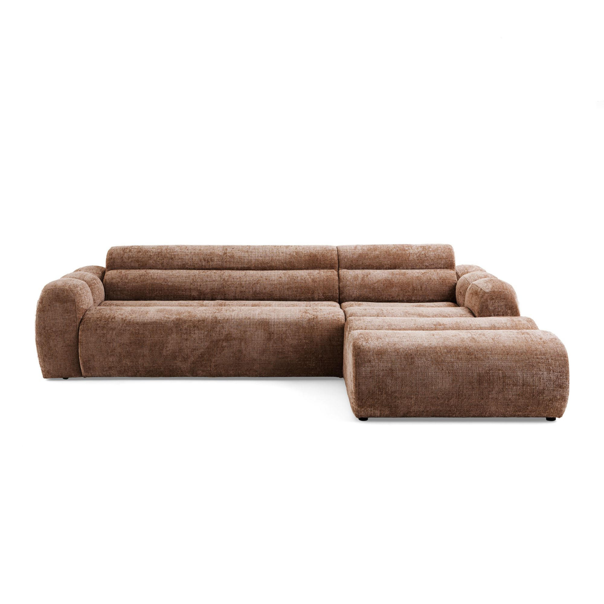 4-SITZER modulares Ecksofa VEER SET 1 Rechts, 298 x 175 cm, Chenille Webstoff Orange - Schwarz/Orange, Holz/Kunststoff (175/298cm) - Muffo