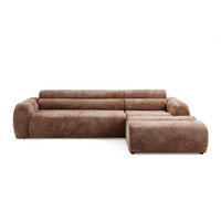 4-SITZER modulares Ecksofa VEER SET 1 Rechts, 298 x 175 cm, Chenille Webstoff Orange - Schwarz/Orange, Holz/Kunststoff (175/298cm) - Muffo