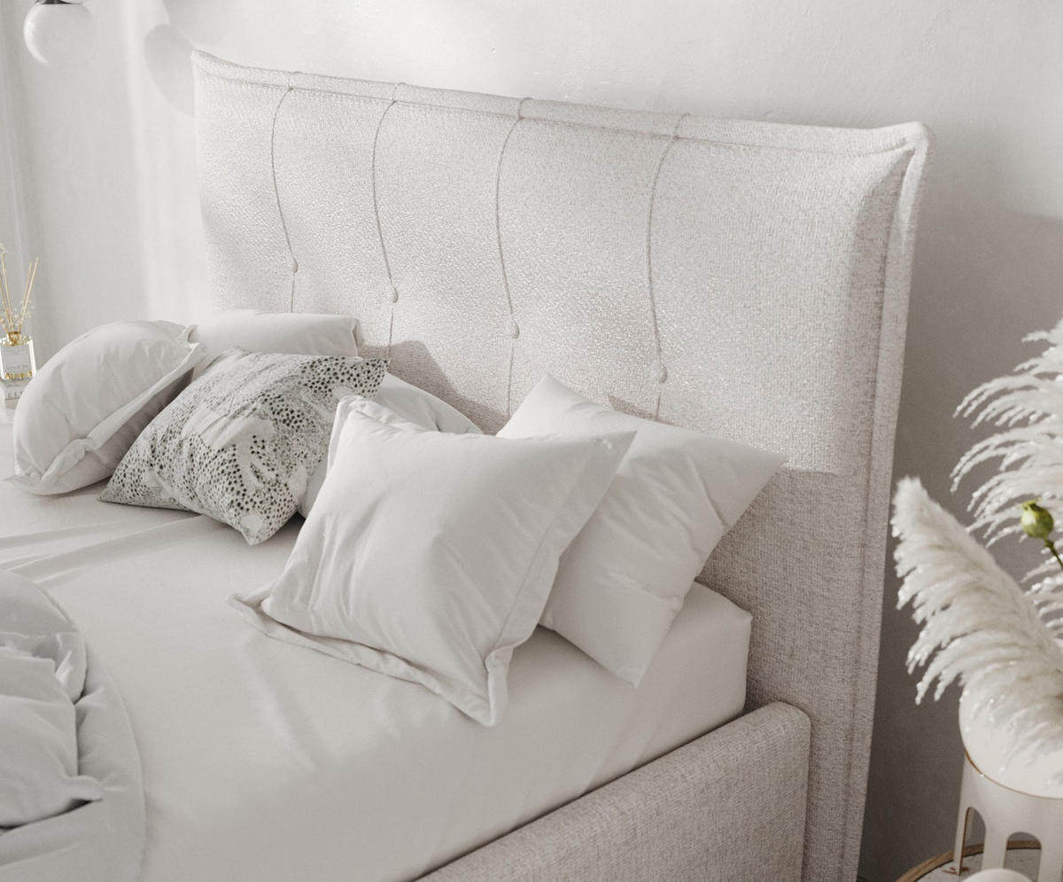 POLSTERBETT Plaza 140/200 cm Hellbeige im Neve Stoff - Sandfarben/Naturfarben, Holz/Holzwerkstoff (140/200cm) - AltaBeds