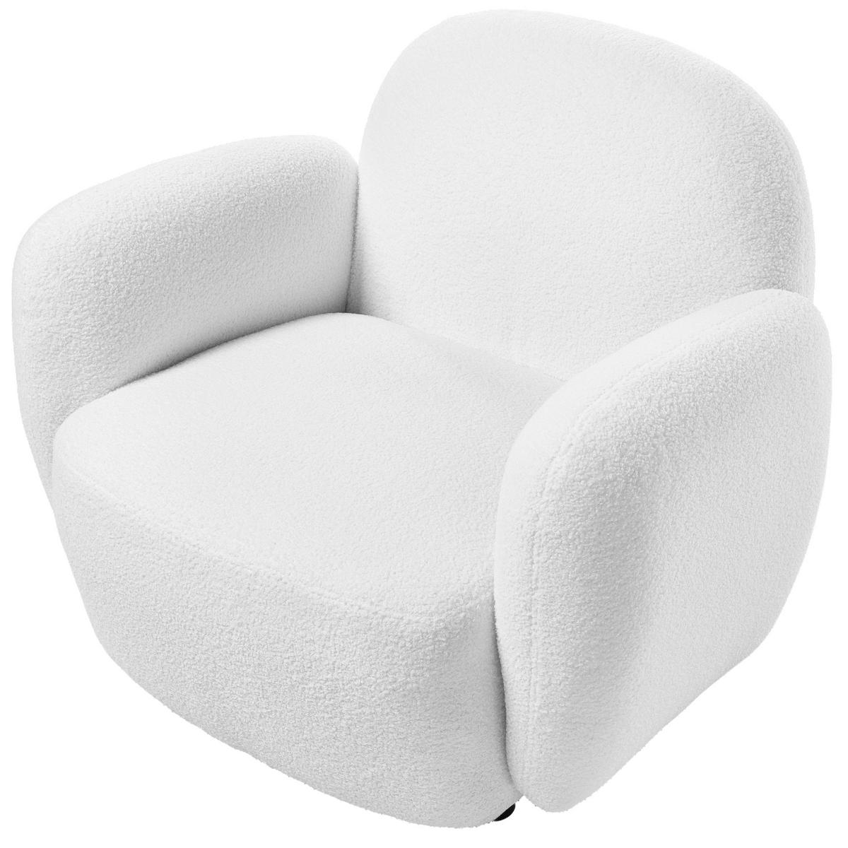 SESSEL Bouclé Weiß Jule - Schwarz/Weiß, Kunststoff/Textil (89/77/82cm) - Beliani