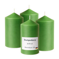 STUMPENKERZEN (4er Pack) Ø6cm x 10cm - Grün - Grün, Naturmaterialien (10cm) - HS Candle