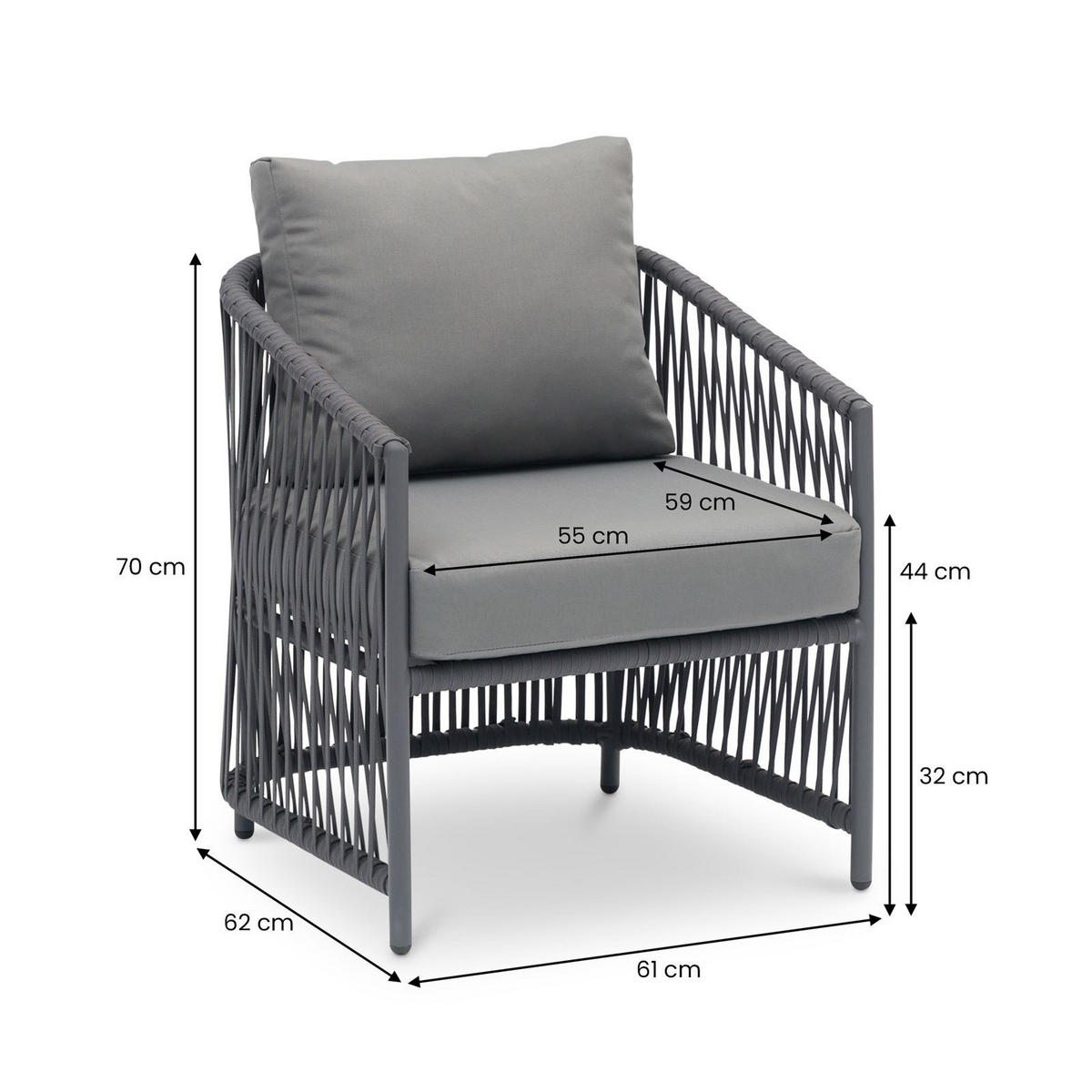 GARTENLOUNGE KULO 4er Set grau - Grau, Textil - IDIMEX