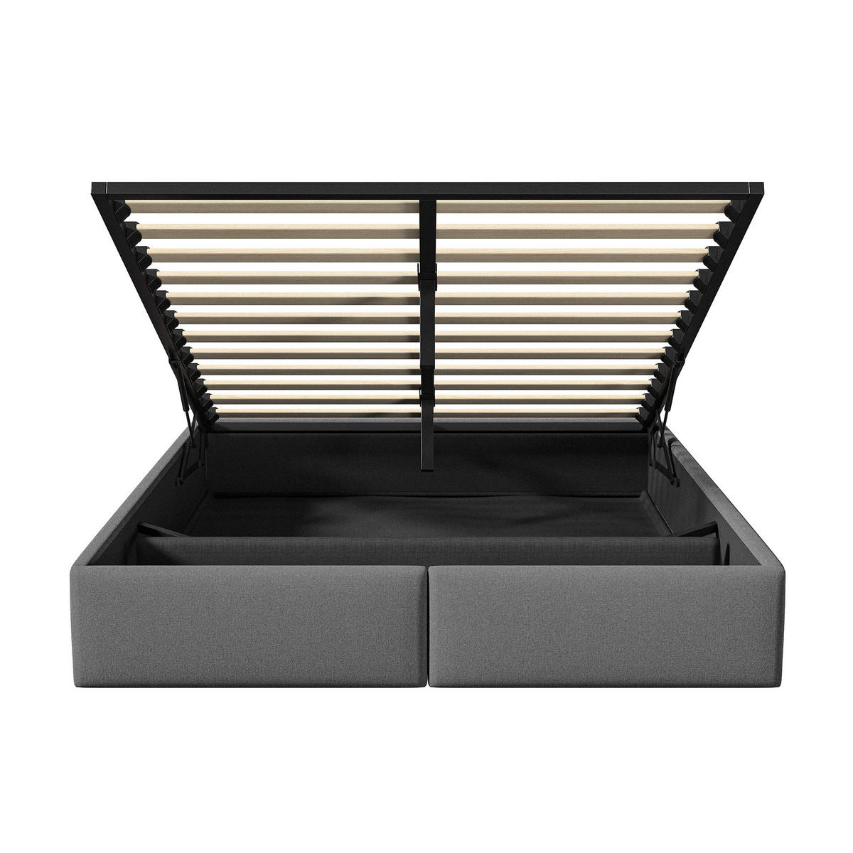 POLSTERBETT 160x200 cm Bettkasten Schubladen ohne Kopfteil grau - Grau, Holz (160/200cm) - LEBENLANG