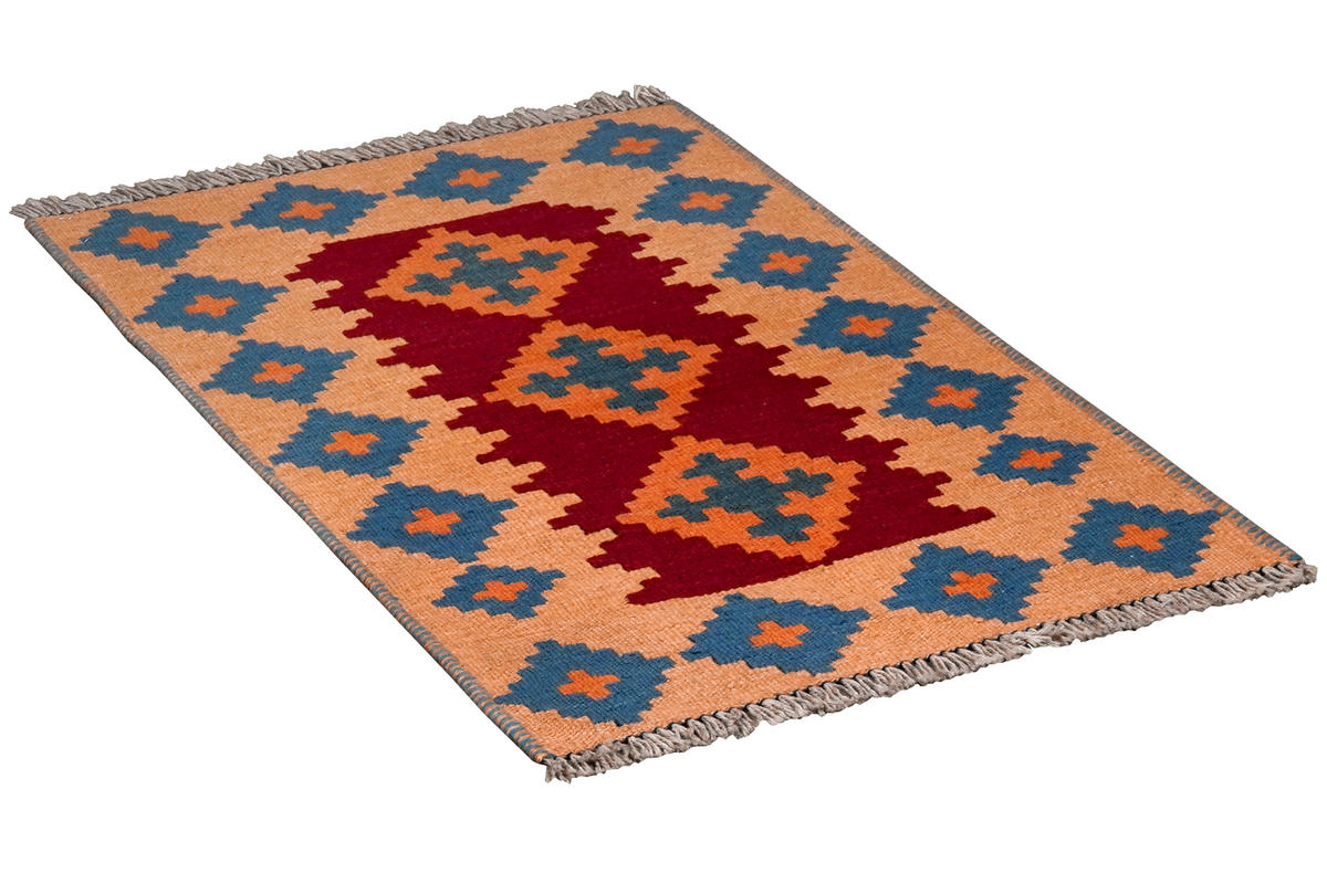 HANDWEBTEPPICH Kelim Gashgai Rot 89/57 cm Schurwolle - Rot, Textil (57/89cm) - Looma