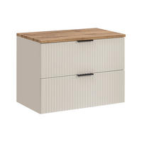 WASCHBECKENUNTERSCHRANK ADEN SET2 Profilierte Fronten Kaschmir - Kaschmir/Schwarz, Glas/Holzwerkstoff (80/60/46cm) - Komodee