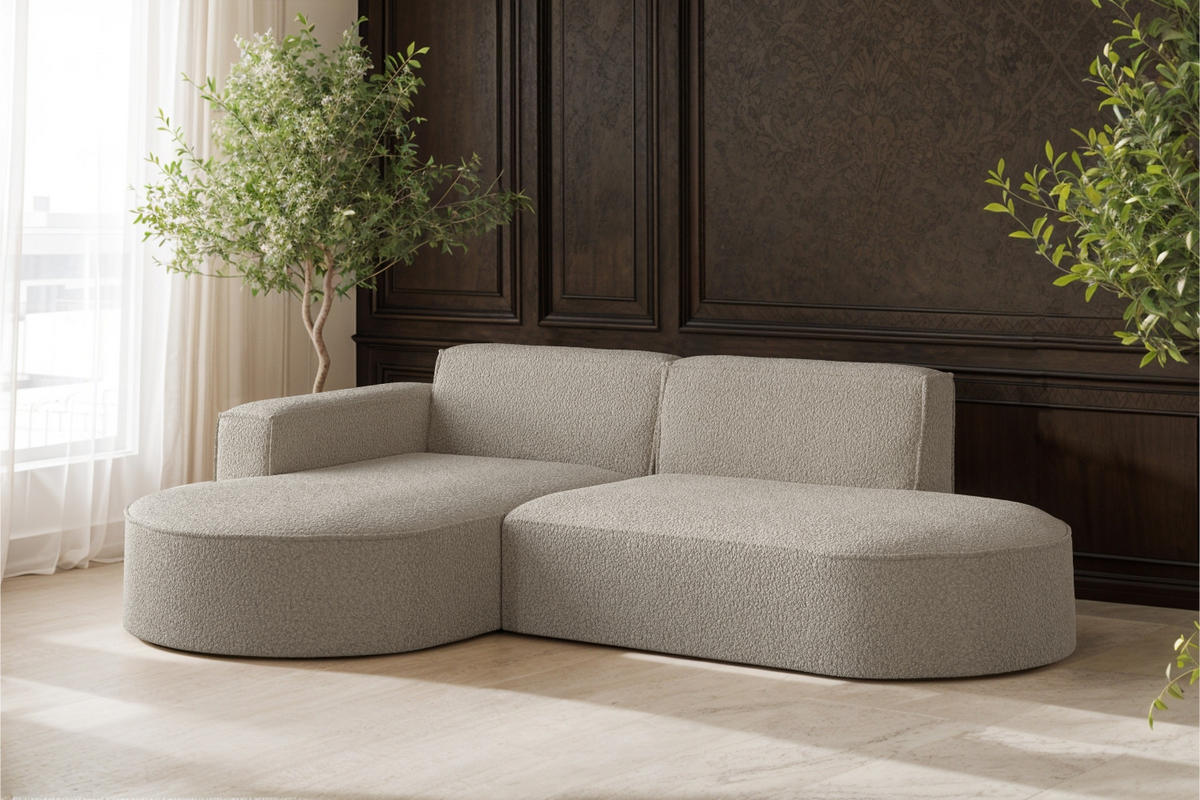 ECKSOFA Modena Studio, Stoff Quelle, Dunkelbeige Links - Beige, Holz (165/236cm) - Kaiser Möbel