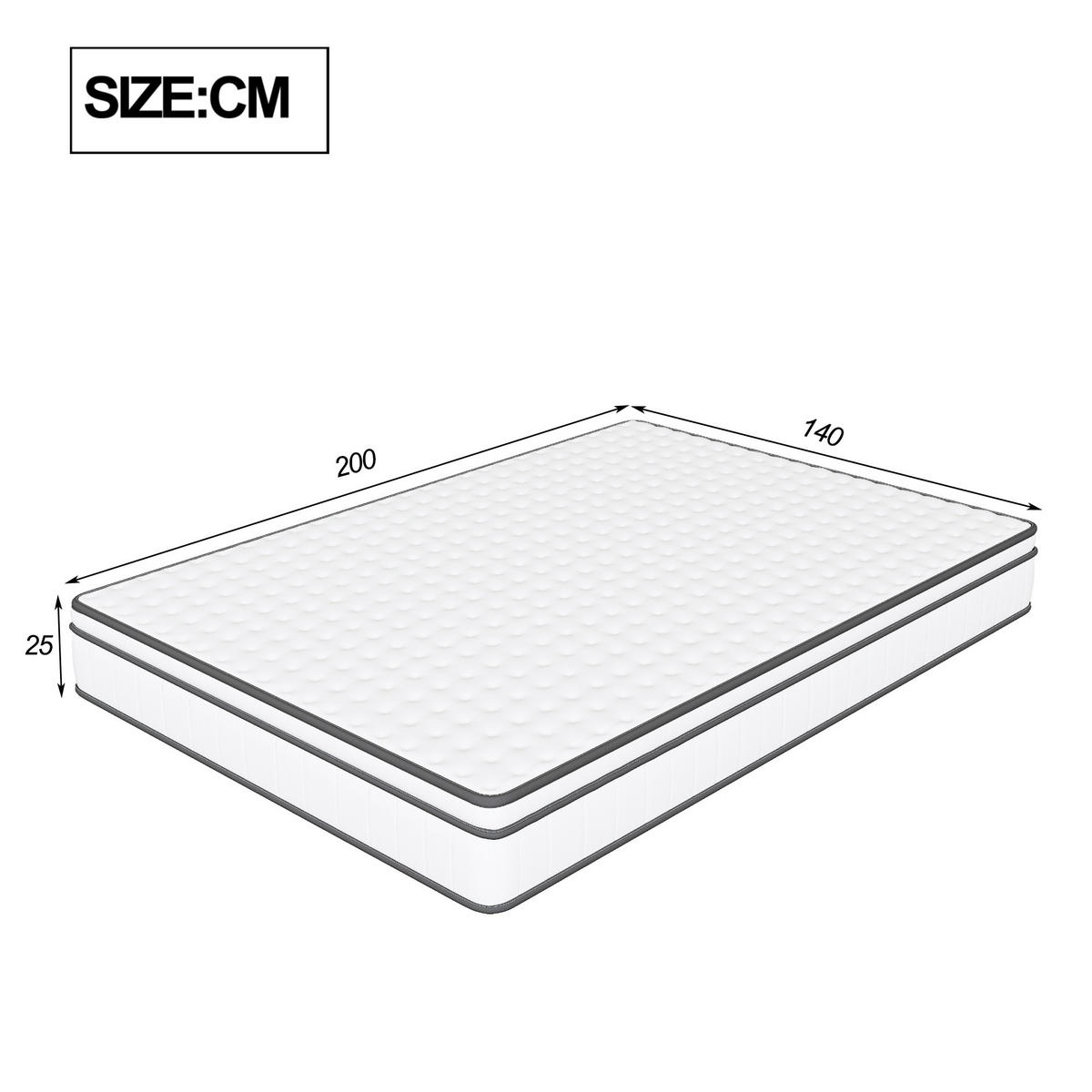 TASCHENFEDERKERNMATRATZE 140x200x25cm Modell "AeroSleep" 7-Zonen Hybrid-System mit 3D-Belüftung – Weiß/Grau - Weiß, Textil (140/200cm) - DELFA
