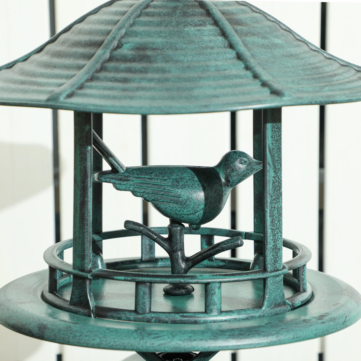 VOGELBAD 3-in-1 DE-13813 mit Pflanzschale & Futterhaus Patinagrün - Grün, Kunststoff (50/113/50cm) - ComfortXL