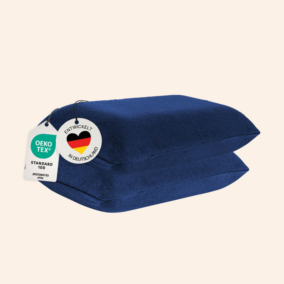 KISSENBEZUG für Reisekissen, DOPPELPACK Blau 40x25 cm - Blau, Textil (25/40cm) - casimum