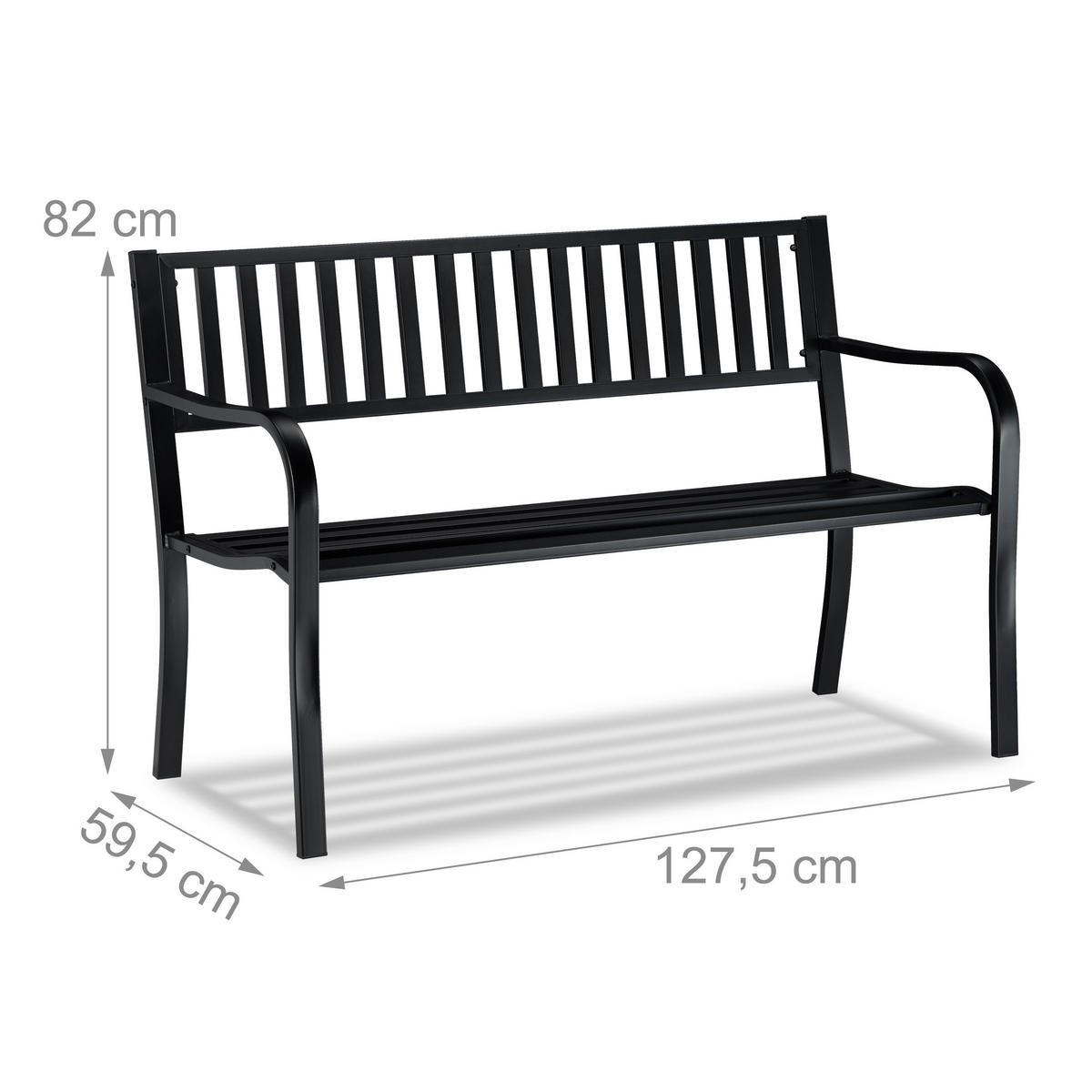 GARTENBANK - Schwarz, Metall (127.5/82/59.5cm) - Relaxdays